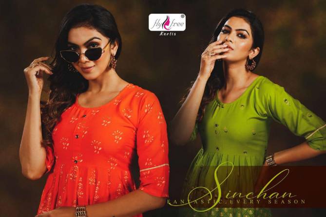 Fly Free Sinchan New Fancy Ethnic Wear Rayon Short Top Collection